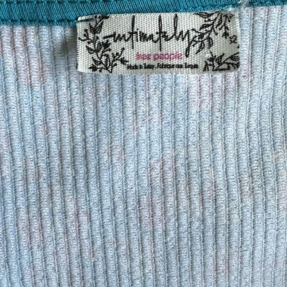 Free People Lola Pastel Blue Ditzy Floral Print Halter V Neck Bodysuit Size XS - Picture 9 of 10